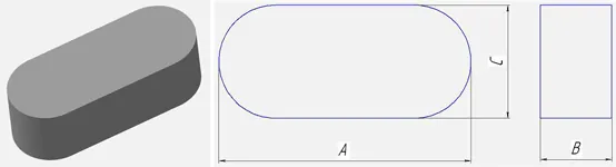 Схема вкладша ВП: параметры A, B, C