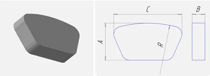 Схема вкладша ВУ: параметры A, B, C, R